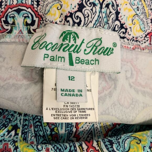 Coconut Row Palm Beach Multicolor Paisley Tummy Slimming Bermuda Shorts Size 12 - Picture 7 of 15